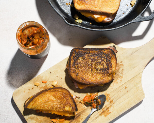 Kimchi in grilled cheese is a spicy, crunchy flavor boost